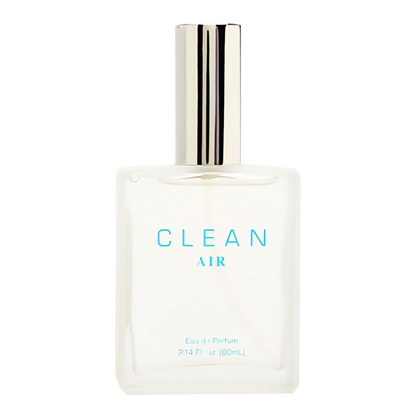 Perfume bottle labeled 'Clean Air' on a white background. Clean Air on Decantalize sample decant