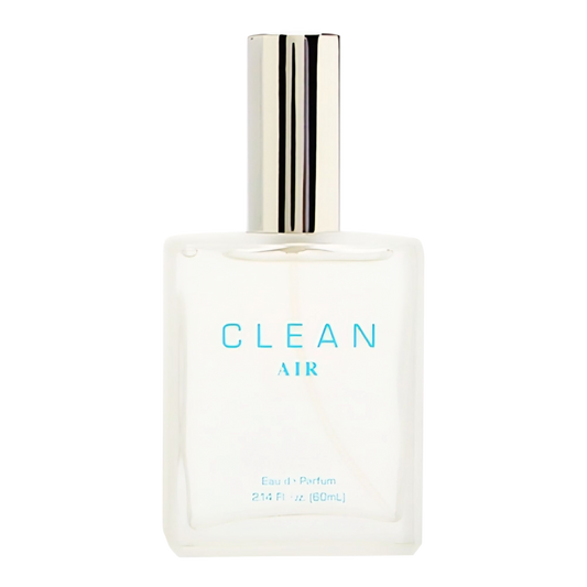 Perfume bottle labeled 'Clean Air' on a white background. Clean Air on Decantalize sample decant