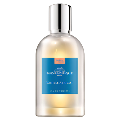 Perfume bottle with a blue label on a white background Comptoir Sud Pacifique Vanille Abricot on Decantalize