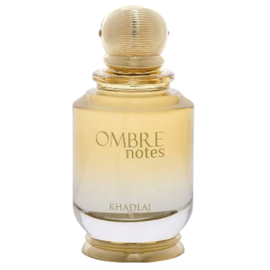 Perfume bottle labeled 'Ombre notes' by Khadlai on a white background from Decantalize web site